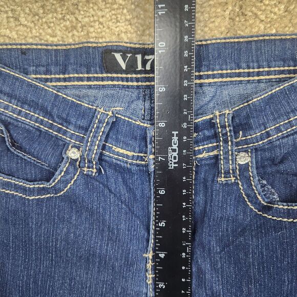 V17 Women's Size 3 4 Blue Skinny Dark Wash Cotton Blend Stretch Denim Jeans A697 - Picture 7 of 10